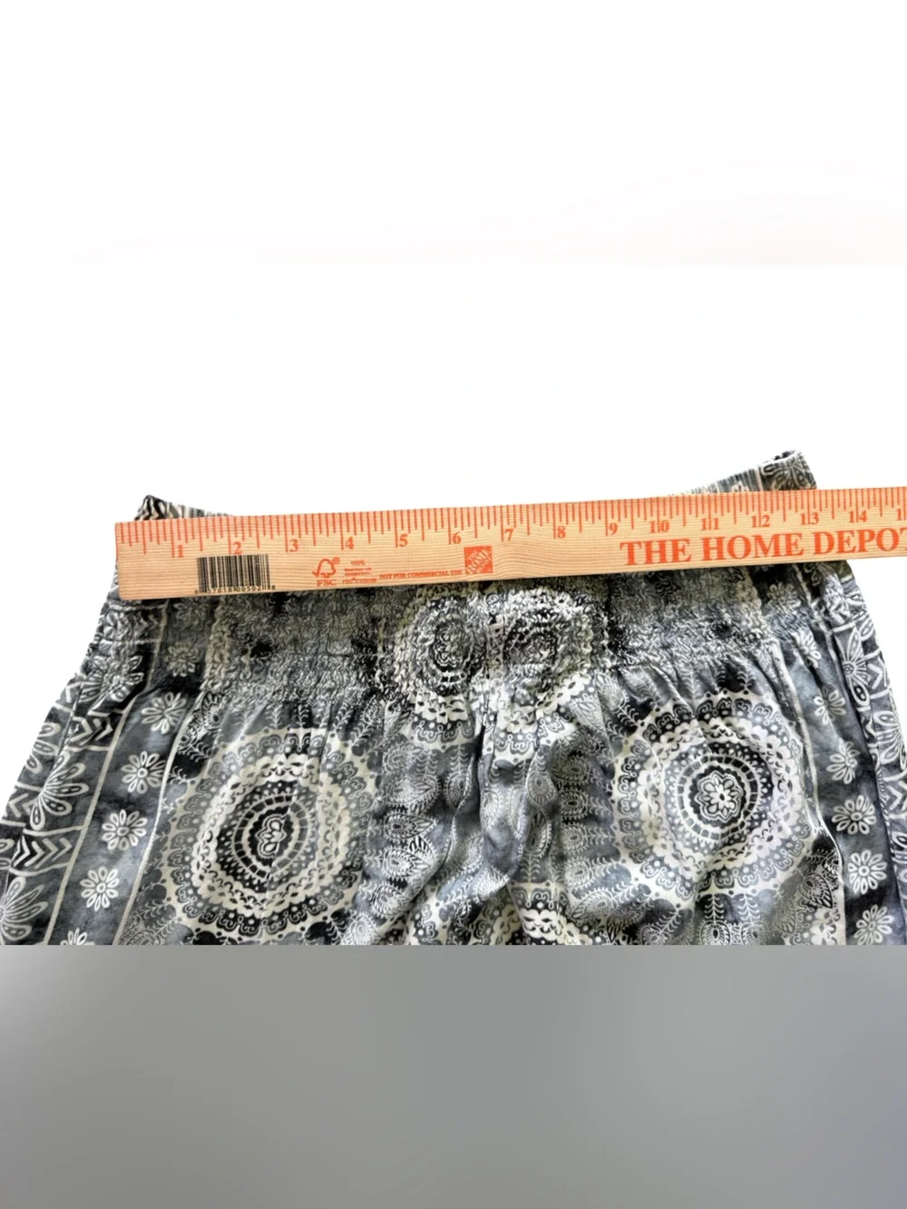 Lotus & Luna Boho Mandala Harem Pants Smocked Waist Gray White S/M - Picture 4 of 7